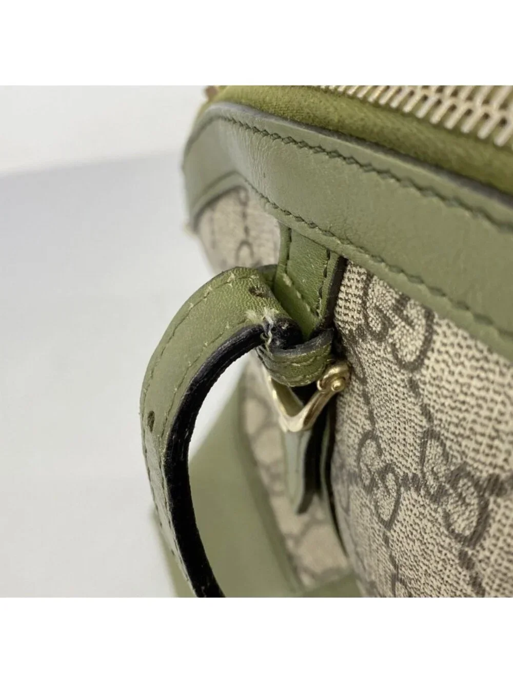 Gucci Handbag GG Supreme Brown Green Gold